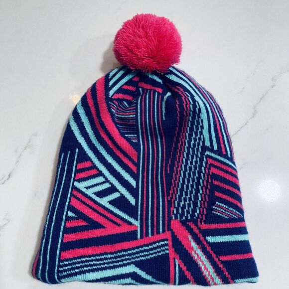 The North Face Girls M Beanie Hat Fleece Lined Pom Fuchsia Pink Bright Snow Ski - Picture 7 of 7